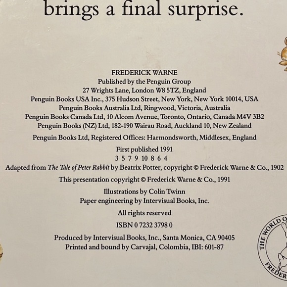 NEVER USED PETER RABBIT "A LIFT-THE-FLAP REBUS BOOK" BY BEATRIX POTTER - Picture 4 of 11